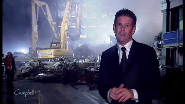John reporting from the CTV building in Christchurch, following the Christchurch earthquake in 2011