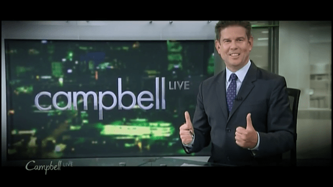 John Campbell hosting his TV3 show, Campbell Live