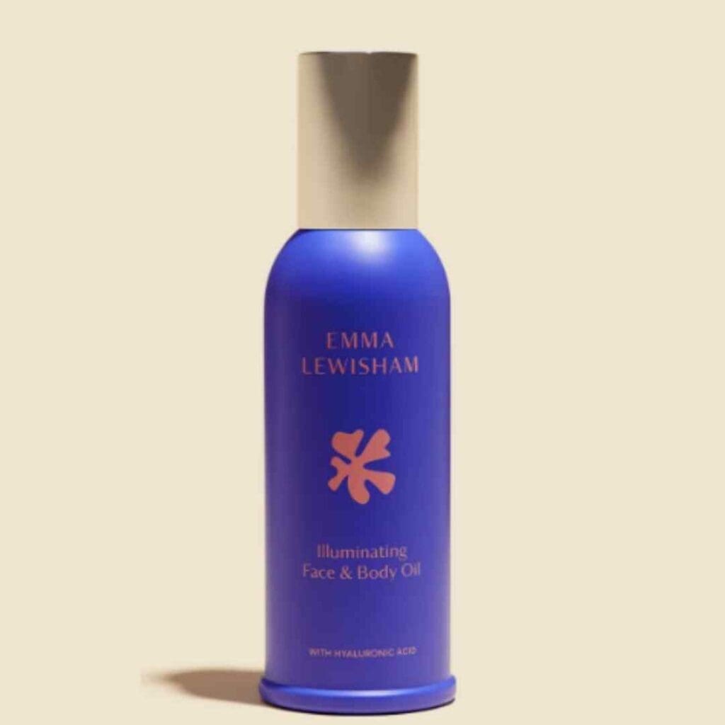 Emma Lewisham illuminating face and body oil against a beige background, part of our best spring beauty collection